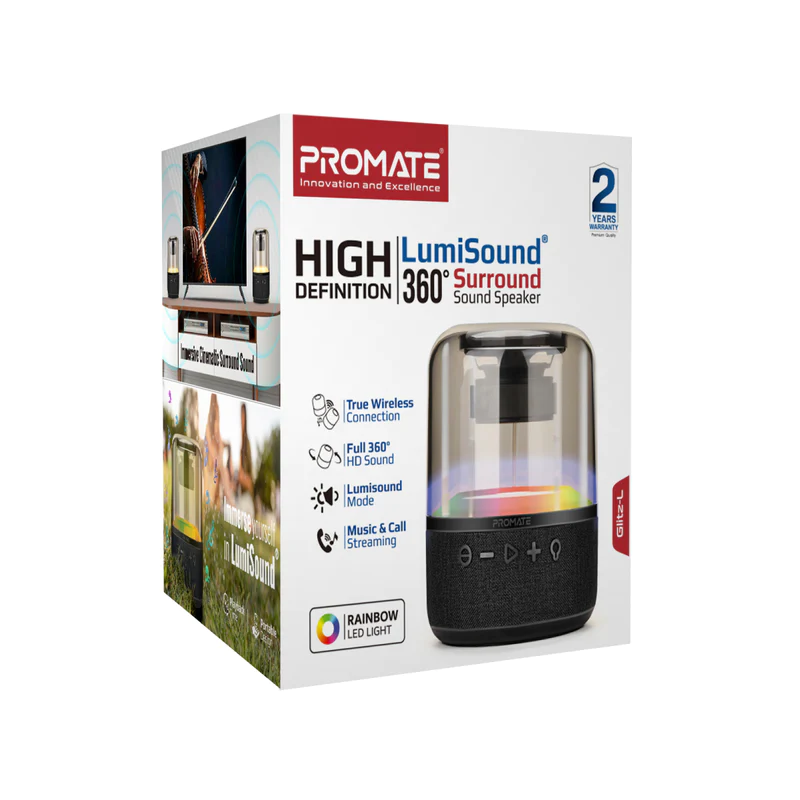 PROMATE Glitz-L BLACK HD LumiSound® 360° Surround Sound Speaker PROMATE Glitz-L BLACK HD LumiSound® 360° Surround Sound Speaker